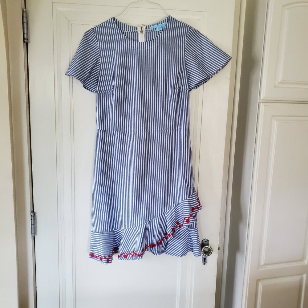 Draper James pinstriped faux wrapped dress